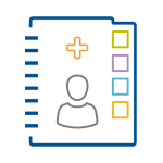 Icon depicting a complete patient record or 360 degree patient view