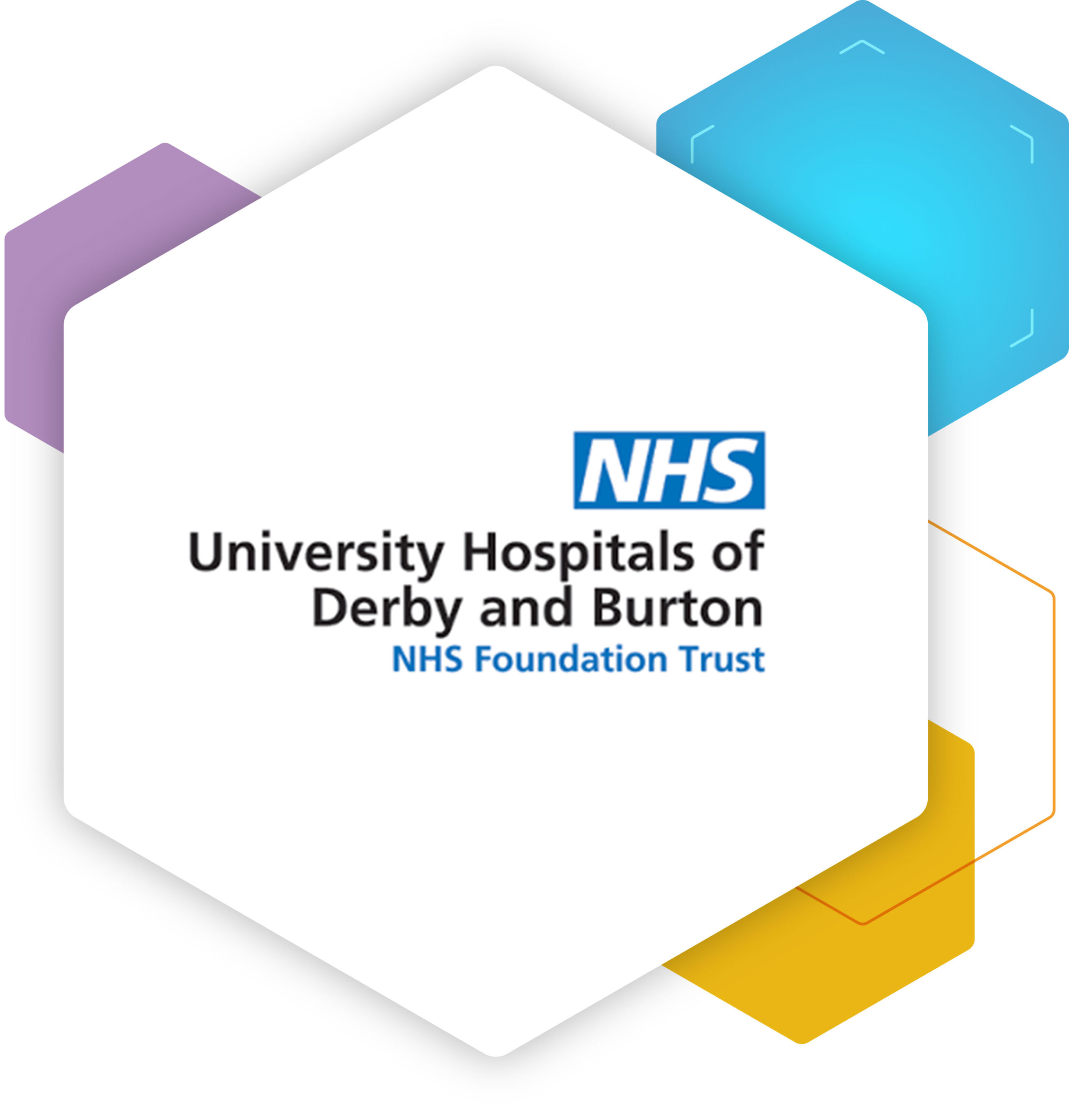 University Hospitals of Derby and Burton Logo in hexagons