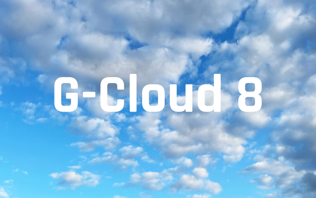 An image of a cloudy sky with G-Cloud 8 text overlayed